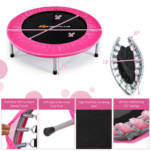 36 Inch Mini Folding Trampoline Portable Recreational Fitness Rebounder-Silver W2B
