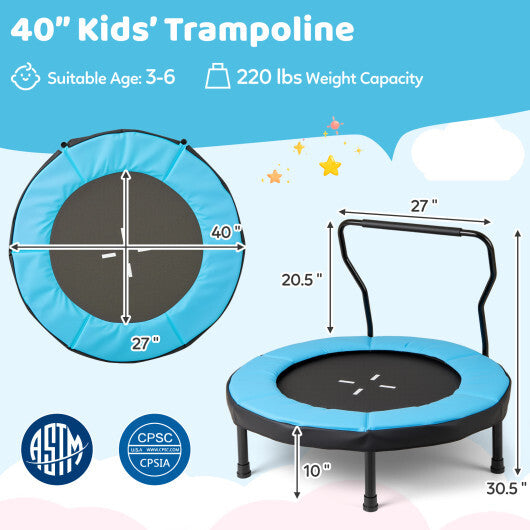40 Inch Trampoline for Kids Indoor Outdoor Fitness Trampoline-Blue W2B