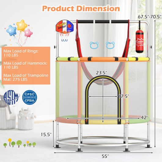 55" Kids Trampoline Gift for for 3-6 Years Old Boys and Girls-Navy W2B