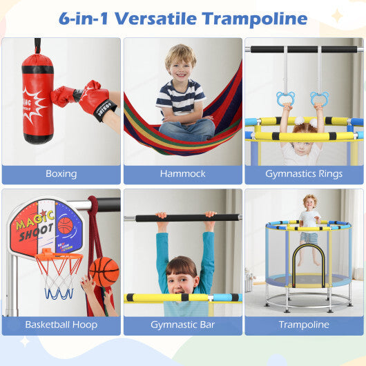 55" Kids Trampoline Gift for for 3-6 Years Old Boys and Girls-Navy W2B