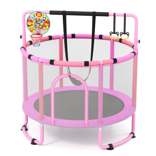 60 inch 6-in-1 Kids Toddler Trampoline with Gymnastics Bar-Purple W2B
