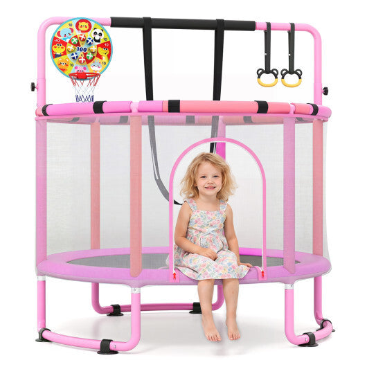60 inch 6-in-1 Kids Toddler Trampoline with Gymnastics Bar-Purple W2B