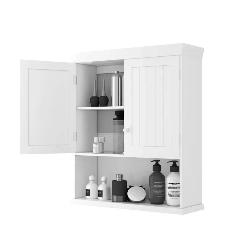 Bathroom Wall Mount Medicine Cabinet with Open Storage Shelf in White FastFurnishings
