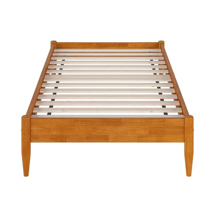 Twin size Solid Hardwood Platform Bed Frame in Natural Wood Finish FastFurnishings
