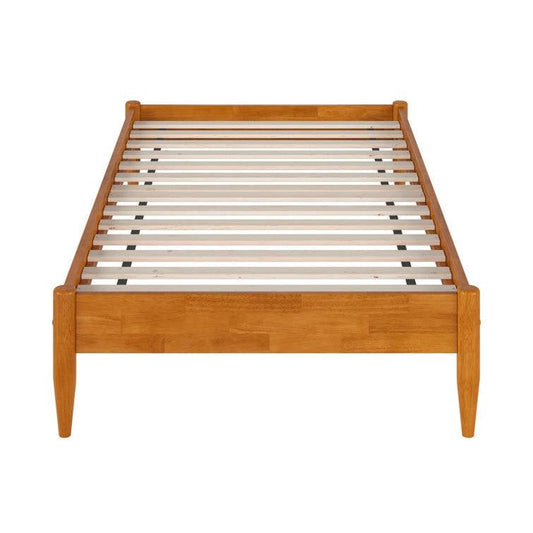 Twin size Solid Hardwood Platform Bed Frame in Natural Wood Finish FastFurnishings
