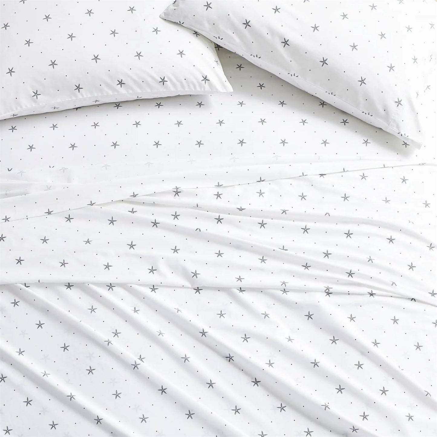 Twin size Coastal Beach Starfish White Navy Red 100-Percent Cotton Sheet Set FastFurnishings