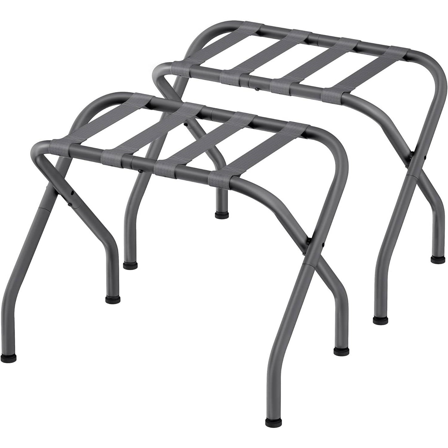 Set of 2 - Sturdy Grey Metal Folding Luggage Rack FastFurnishings