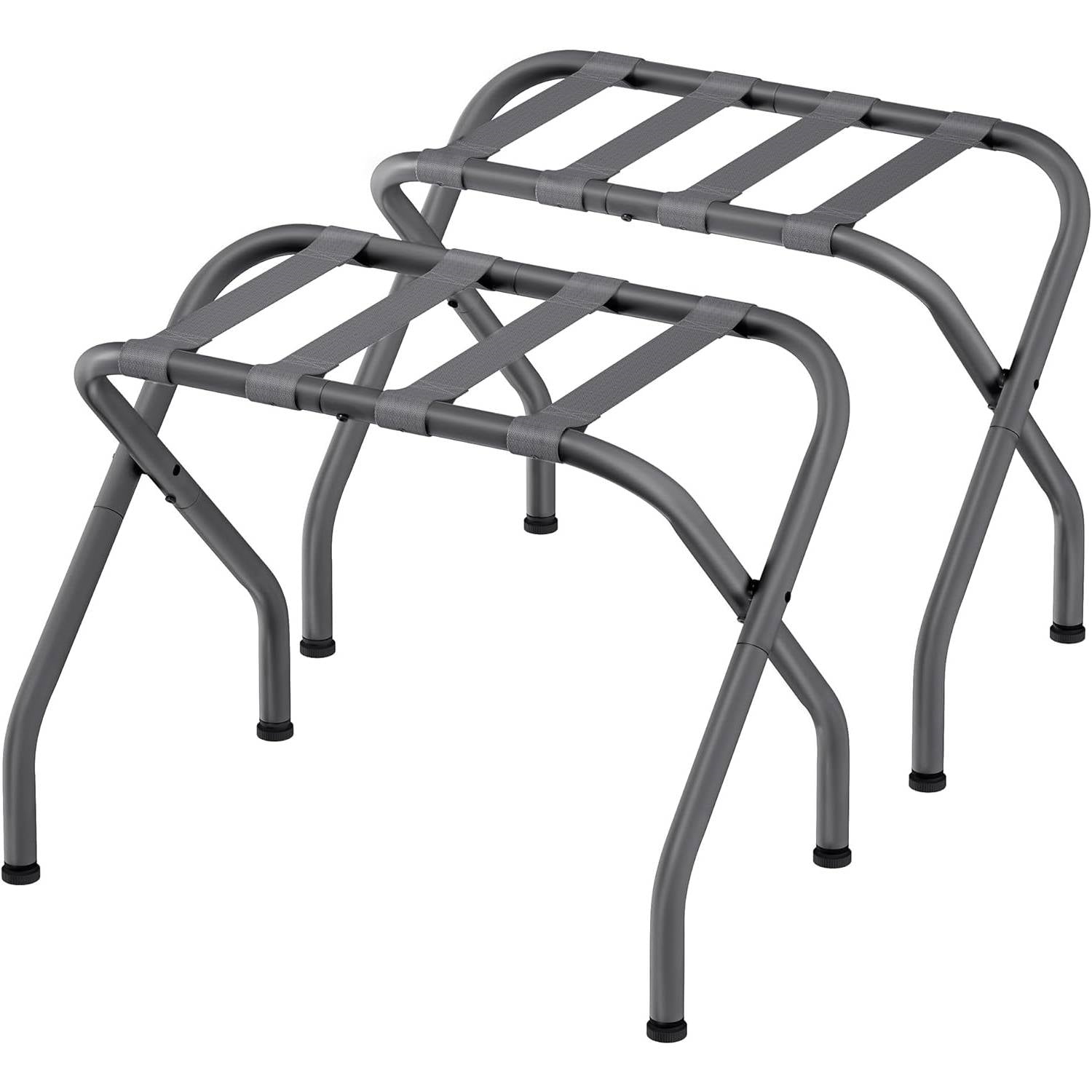 Set of 2 - Sturdy Grey Metal Folding Luggage Rack FastFurnishings