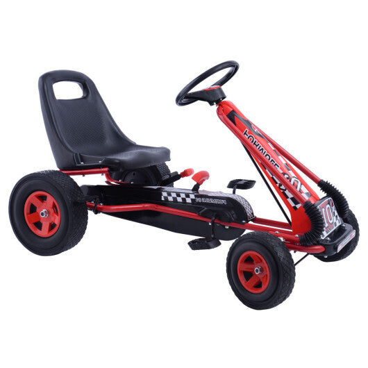 4 Wheels Kids Ride On Pedal Powered Bike Go Kart Racer Car Outdoor Play Toy-Red - Color: Red W2B