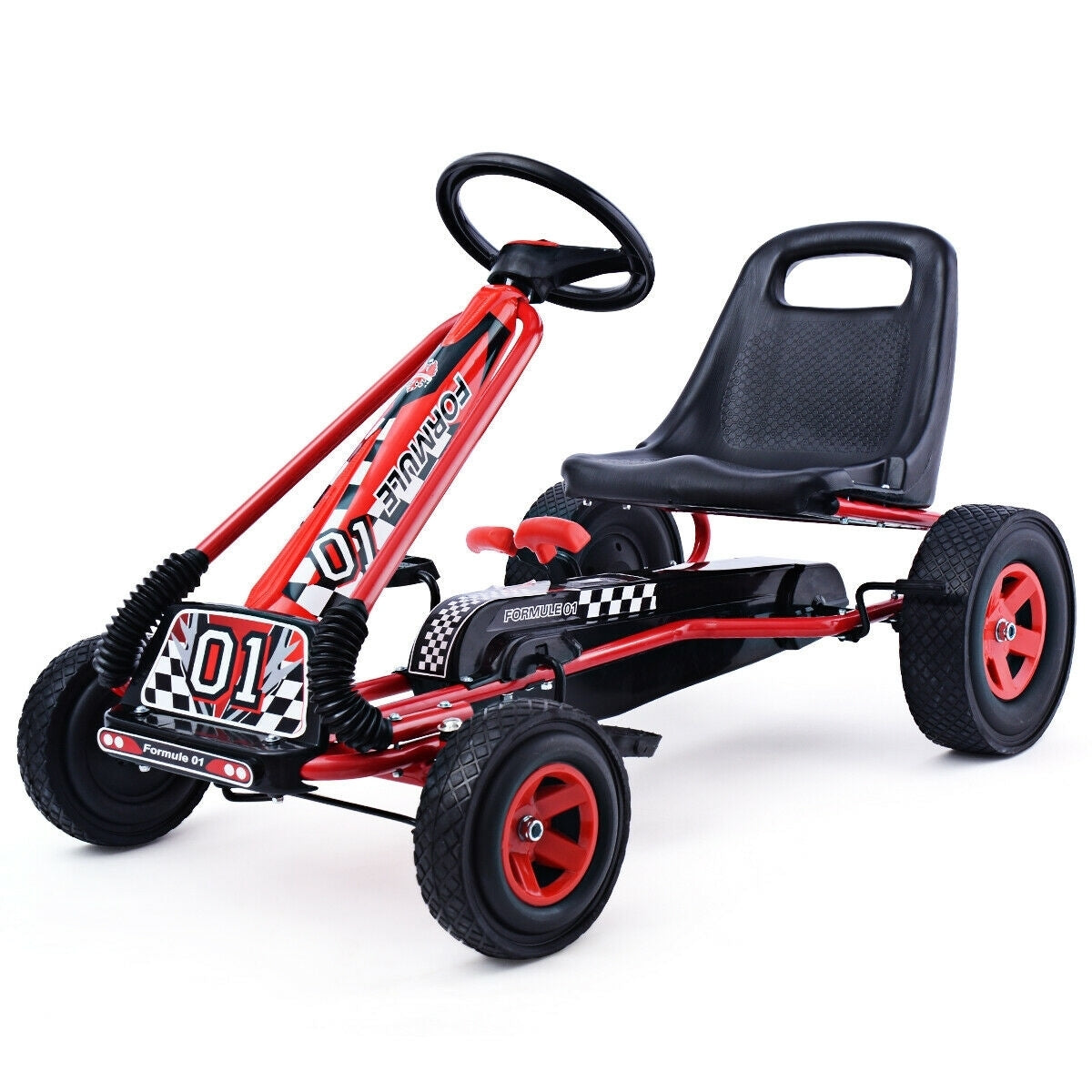4 Wheels Kids Ride On Pedal Powered Bike Go Kart Racer Car Outdoor Play Toy-Red - Color: Red W2B