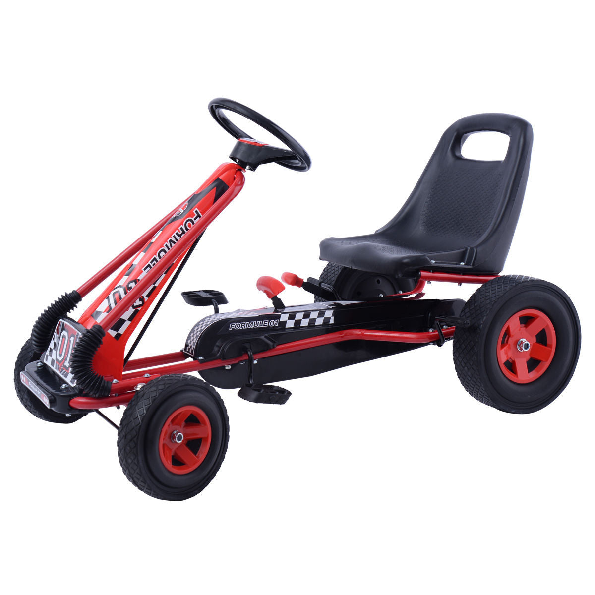 4 Wheels Kids Ride On Pedal Powered Bike Go Kart Racer Car Outdoor Play Toy-Red - Color: Red W2B
