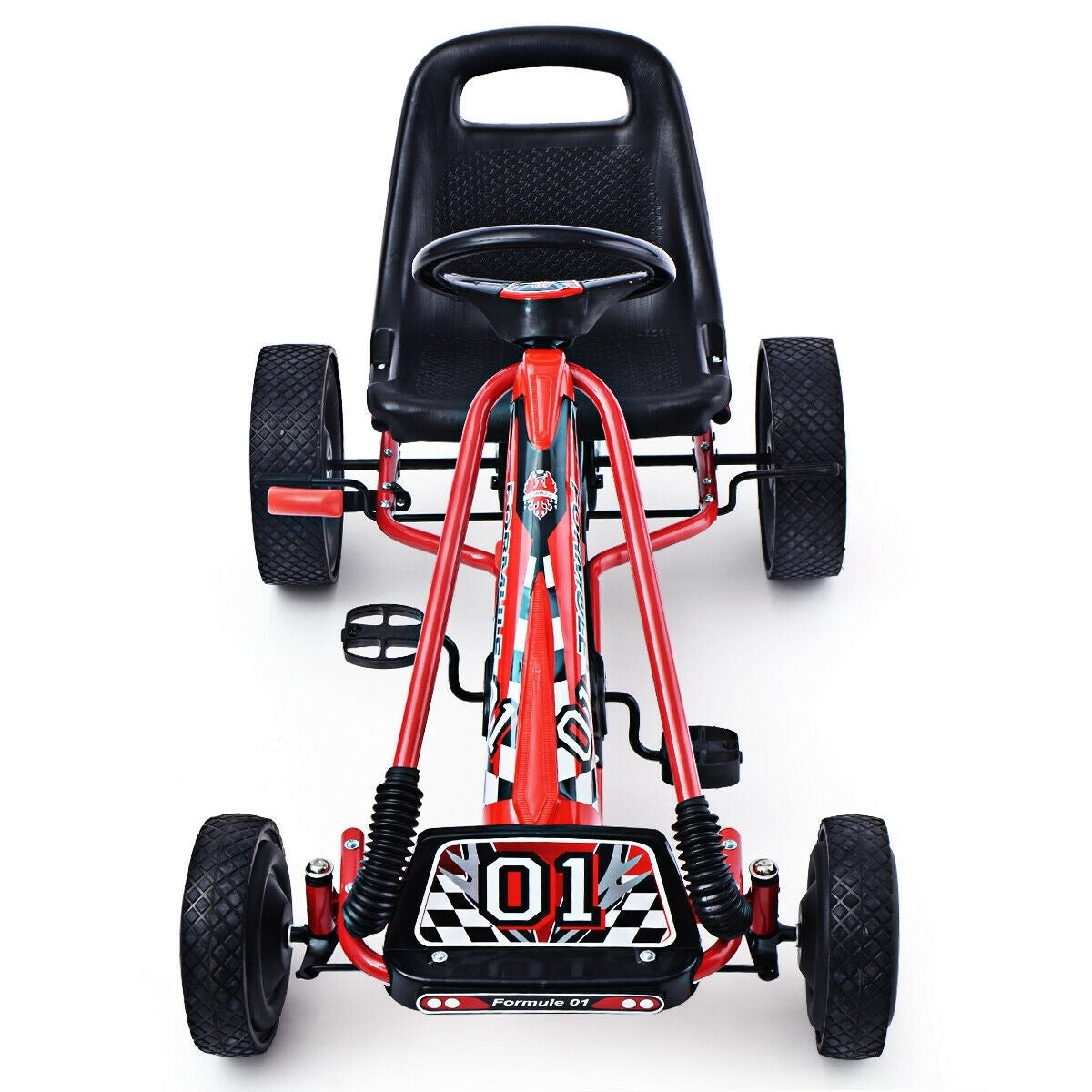 4 Wheels Kids Ride On Pedal Powered Bike Go Kart Racer Car Outdoor Play Toy-Red - Color: Red W2B