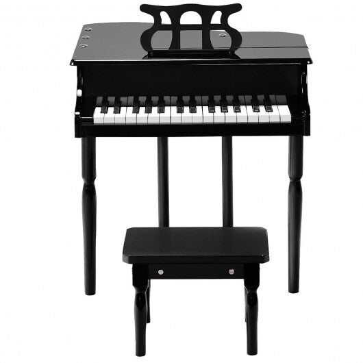 Musical Instrument Toy 30-Key Children Mini Grand Piano with Bench-Black W2B