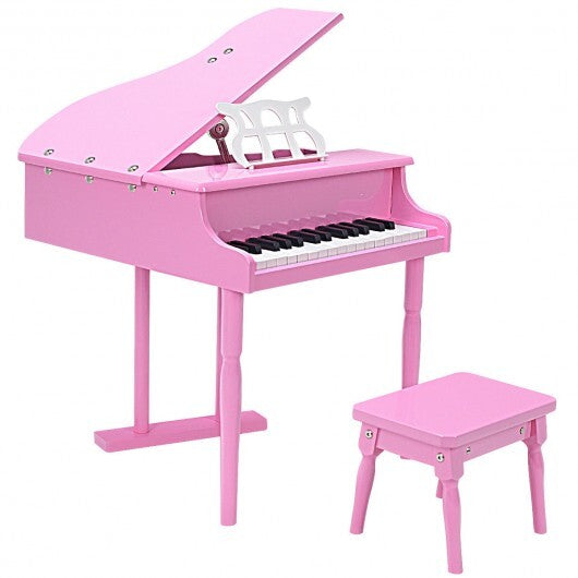 Musical Instrument Toy 30-Key Children Mini Grand Piano with Bench-Black W2B