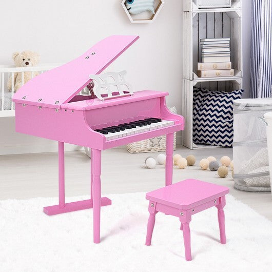 Musical Instrument Toy 30-Key Children Mini Grand Piano with Bench-Black W2B