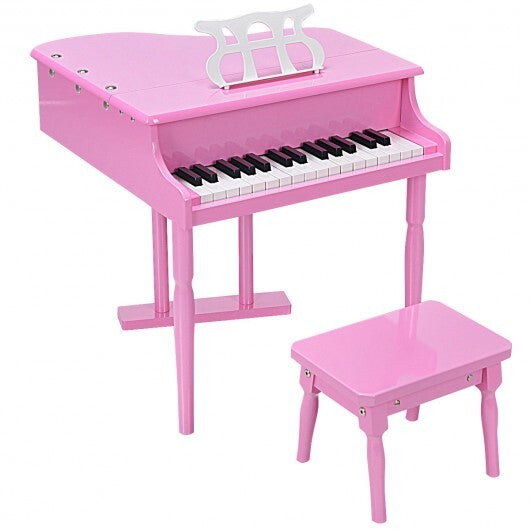 Musical Instrument Toy 30-Key Children Mini Grand Piano with Bench-Black W2B