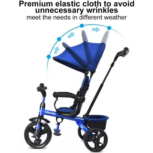 4-in-1 Kids Tricycle with Adjustable Push Handle-Blue