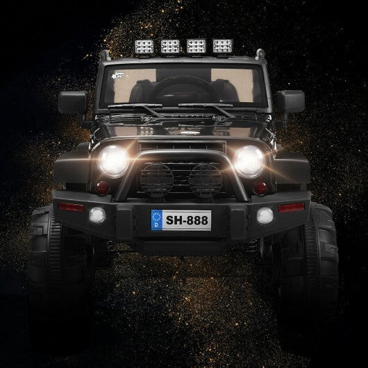 12V Kids Remote Control Riding Truck Car with LED Lights-Black W2B