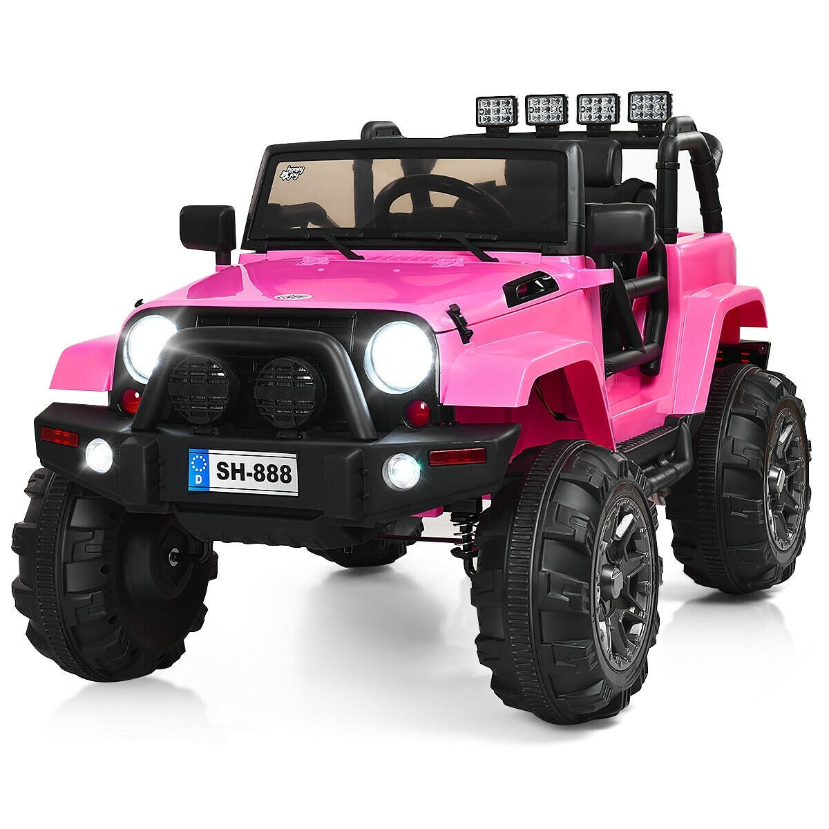 12V Kids Remote Control Riding Truck Car with LED Lights-Pink - Color: Pink W2B