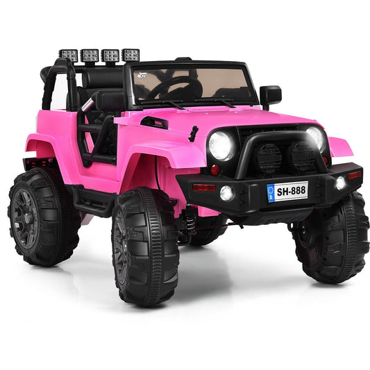 12V Kids Remote Control Riding Truck Car with LED Lights-Pink - Color: Pink W2B