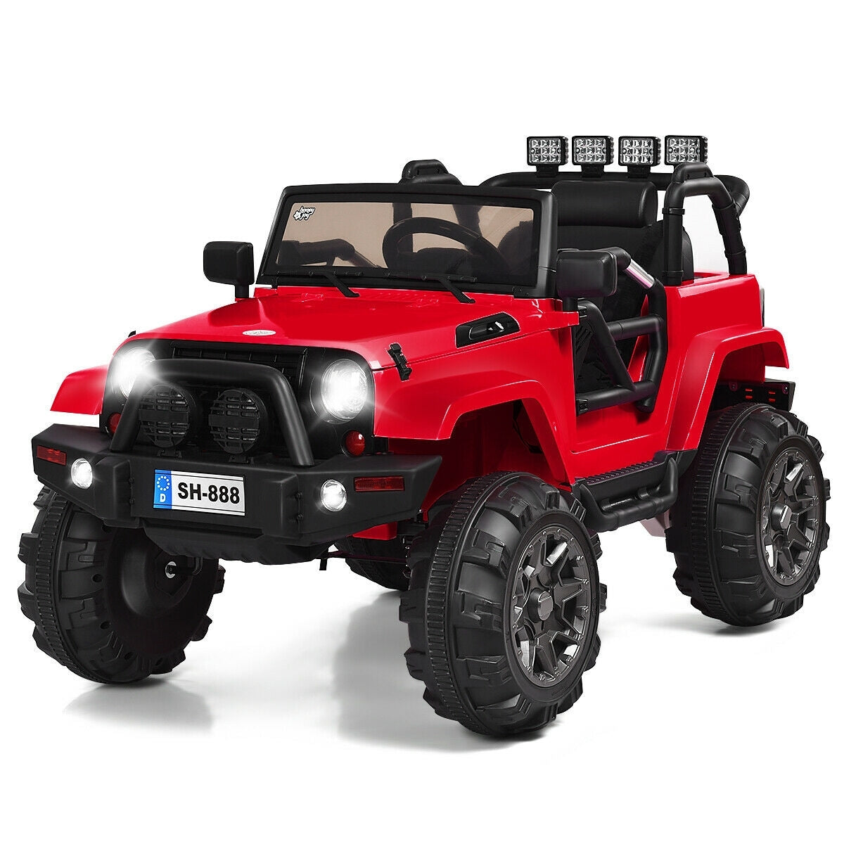 12V Kids Remote Control Riding Truck Car with LED Lights-Red - Color: Red W2B
