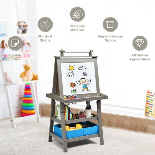 3 in 1 Double-Sided Storage Art Easel-Brown W2B