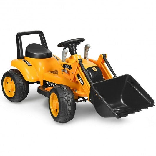 Kids Ride On Excavator Digger 6V Battery Powered Tractor-Yellow W2B