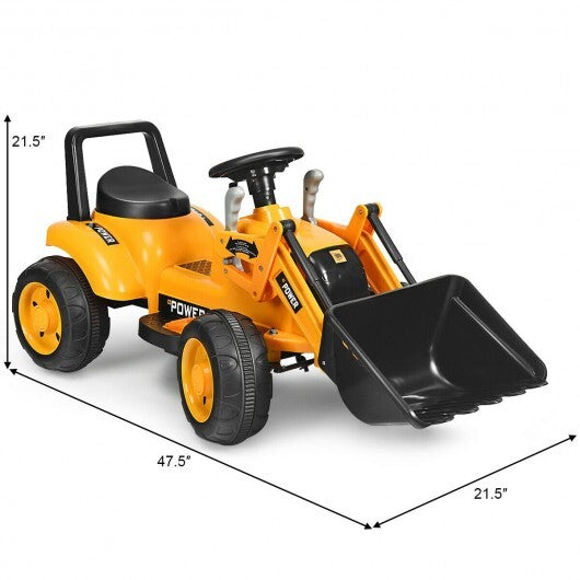 Kids Ride On Excavator Digger 6V Battery Powered Tractor-Yellow W2B