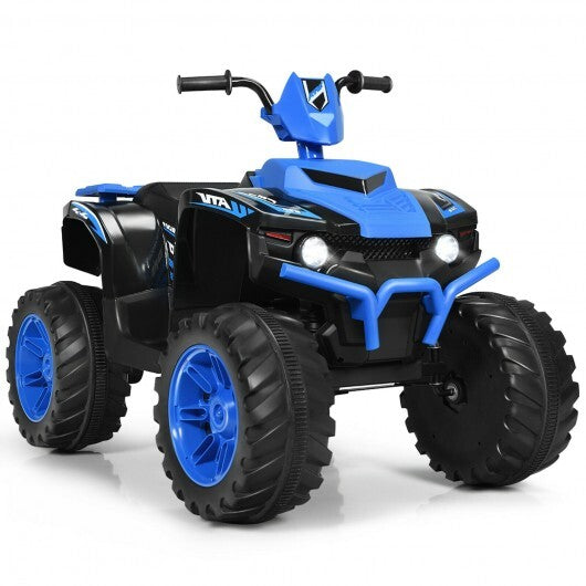 12V Kids Ride on ATV with LED Lights and Treaded Tires and LED lights-Navy - Color: Navy W2B