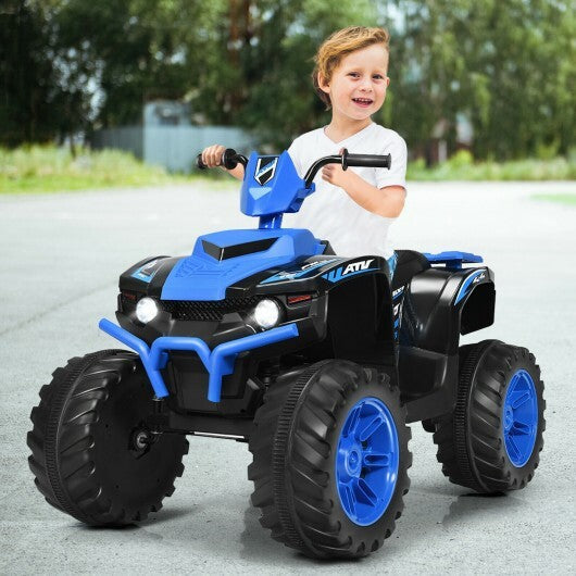 12V Kids Ride on ATV with LED Lights and Treaded Tires and LED lights-Navy - Color: Navy W2B