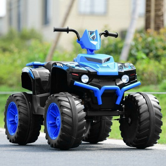 12V Kids Ride on ATV with LED Lights and Treaded Tires and LED lights-Navy - Color: Navy W2B