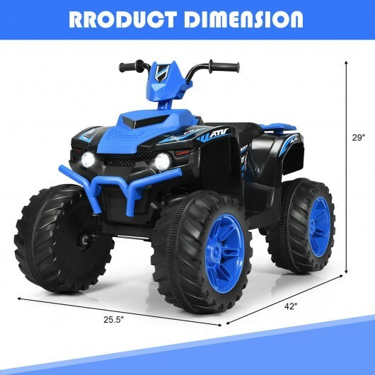 12V Kids Ride on ATV with LED Lights and Treaded Tires and LED lights-Navy - Color: Navy W2B