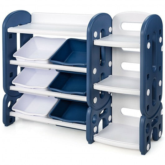 Kids Toy Storage Organizer with Bins and Multi-Layer Shelf for Bedroom Playroom -Blue - Color: Blue W2B