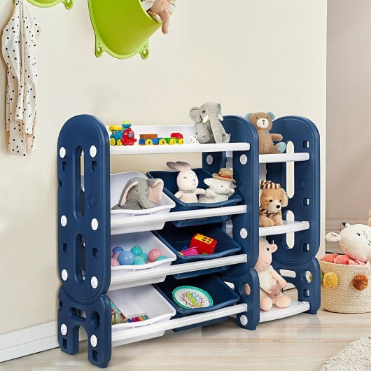 Kids Toy Storage Organizer with Bins and Multi-Layer Shelf for Bedroom Playroom -Blue - Color: Blue W2B