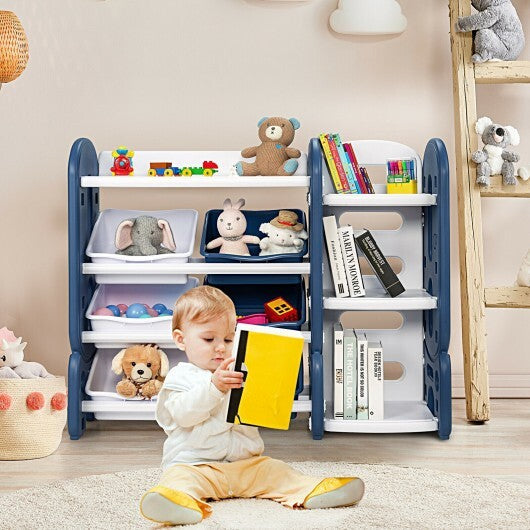 Kids Toy Storage Organizer with Bins and Multi-Layer Shelf for Bedroom Playroom -Blue - Color: Blue W2B
