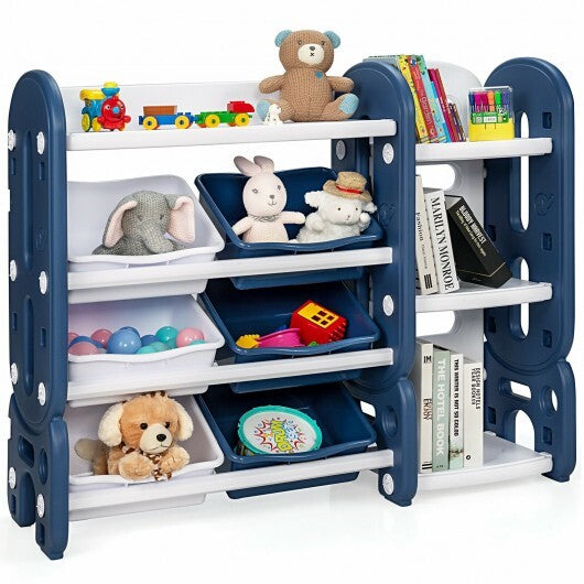 Kids Toy Storage Organizer with Bins and Multi-Layer Shelf for Bedroom Playroom -Blue - Color: Blue W2B