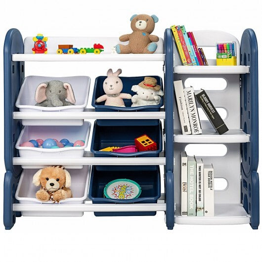 Kids Toy Storage Organizer with Bins and Multi-Layer Shelf for Bedroom Playroom -Blue - Color: Blue W2B