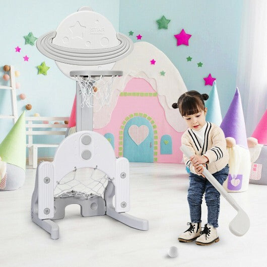 3 in 1 Height Adjustable Kids Basketball Hoop Set with Balls-Blue W2B