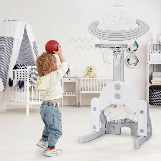 3 in 1 Height Adjustable Kids Basketball Hoop Set with Balls-Blue W2B