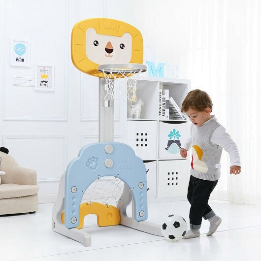 3-in-1 Adjustable Kids Basketball Hoop Sports Set-Yellow W2B