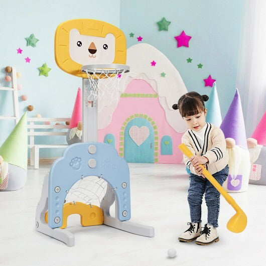 3-in-1 Adjustable Kids Basketball Hoop Sports Set-Yellow W2B