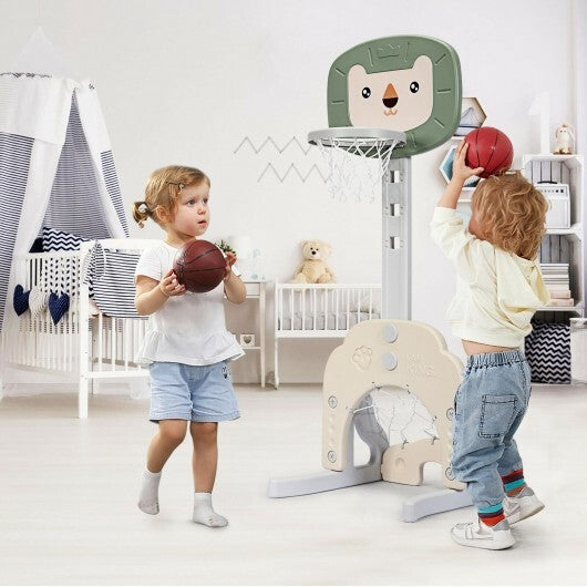 3-in-1 Adjustable Kids Basketball Hoop Sports Set-Yellow W2B