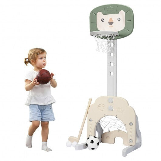 3-in-1 Adjustable Kids Basketball Hoop Sports Set-Yellow W2B
