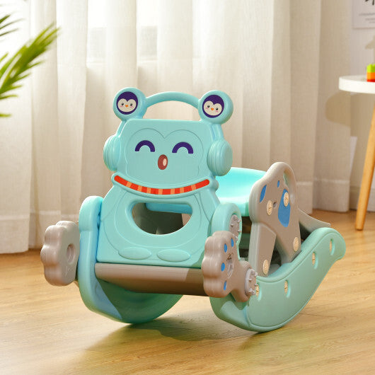 4-in-1 Rocking Horse and Slide Set for Kids-Blue W2B
