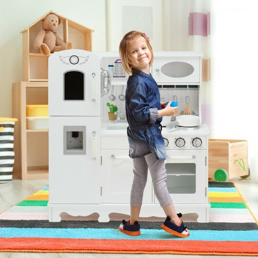 Kitchen Pretend Play Cookware Set Toys for Kids with Water Dispenser - Color: White W2B