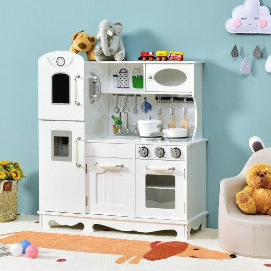 Kitchen Pretend Play Cookware Set Toys for Kids with Water Dispenser - Color: White W2B