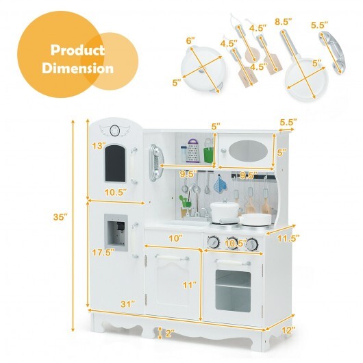 Kitchen Pretend Play Cookware Set Toys for Kids with Water Dispenser - Color: White W2B
