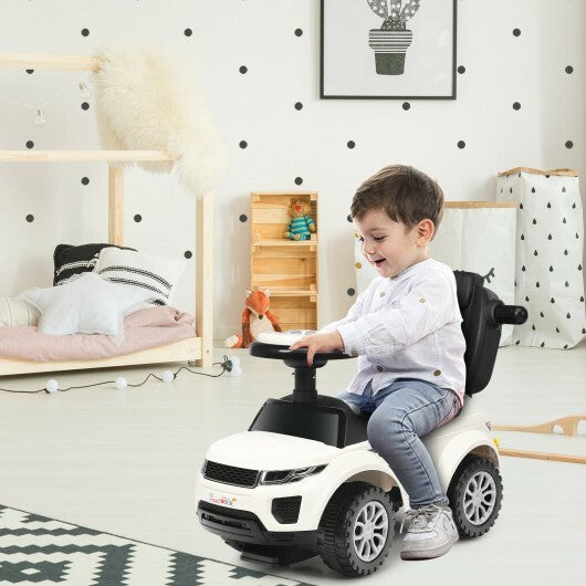 3 In 1 Ride on Push Car Toddler Stroller Sliding Car with Music-White - Color: White W2B