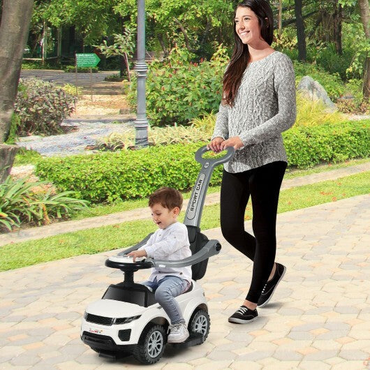 3 In 1 Ride on Push Car Toddler Stroller Sliding Car with Music-White - Color: White W2B