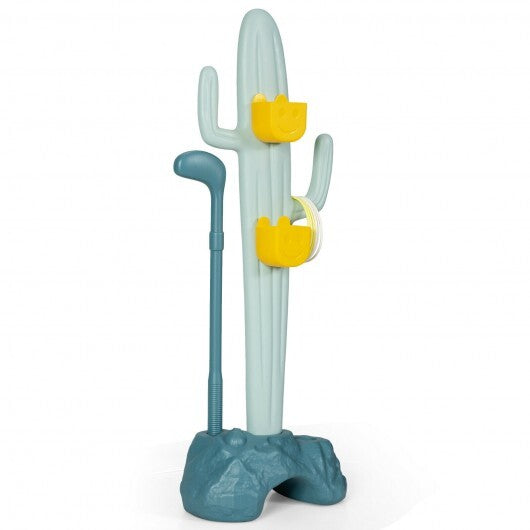 3-in-1 Cactus Toy Stand Sports Activity Center with Golf and Ring-Toss - Color: Green W2B